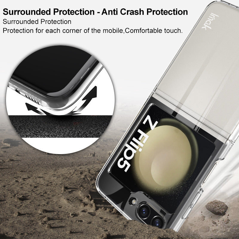 IMAK Crystal Case II Pro Phone Case for Samsung Galaxy Z Flip5 5G , Two-Piece Design Hard PC Clear Cover (Upper Cover+Lower Cover) IMAK Crystal Case II Pro Phone Case for Samsung Galaxy Z Flip5 5G , Two-Piece Design Hard PC Clear Cover (Upper Cover+Lower Cover)